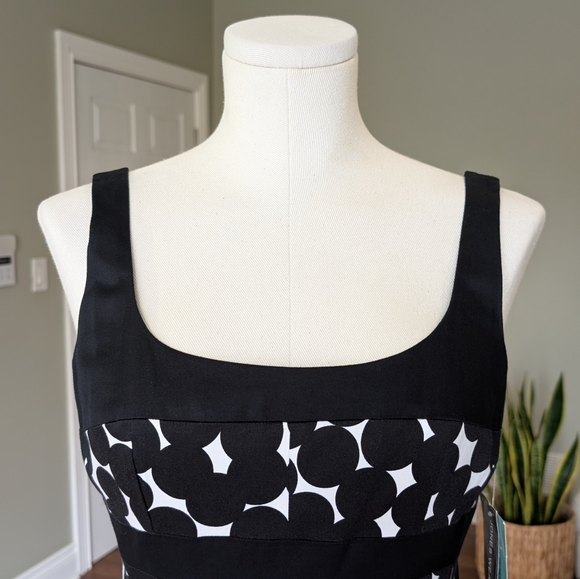 Jones Wear Dress Black White Polka Dot Cotton Blend Fit Flare Size 4 (S) NWT - Picture 5 of 14